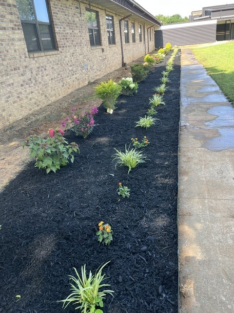 Landscaping in front of Valliant High School