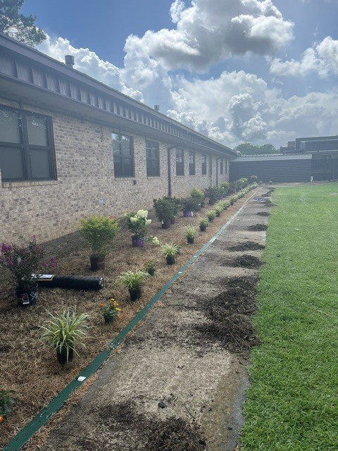 Landscaping in front of Valliant High School