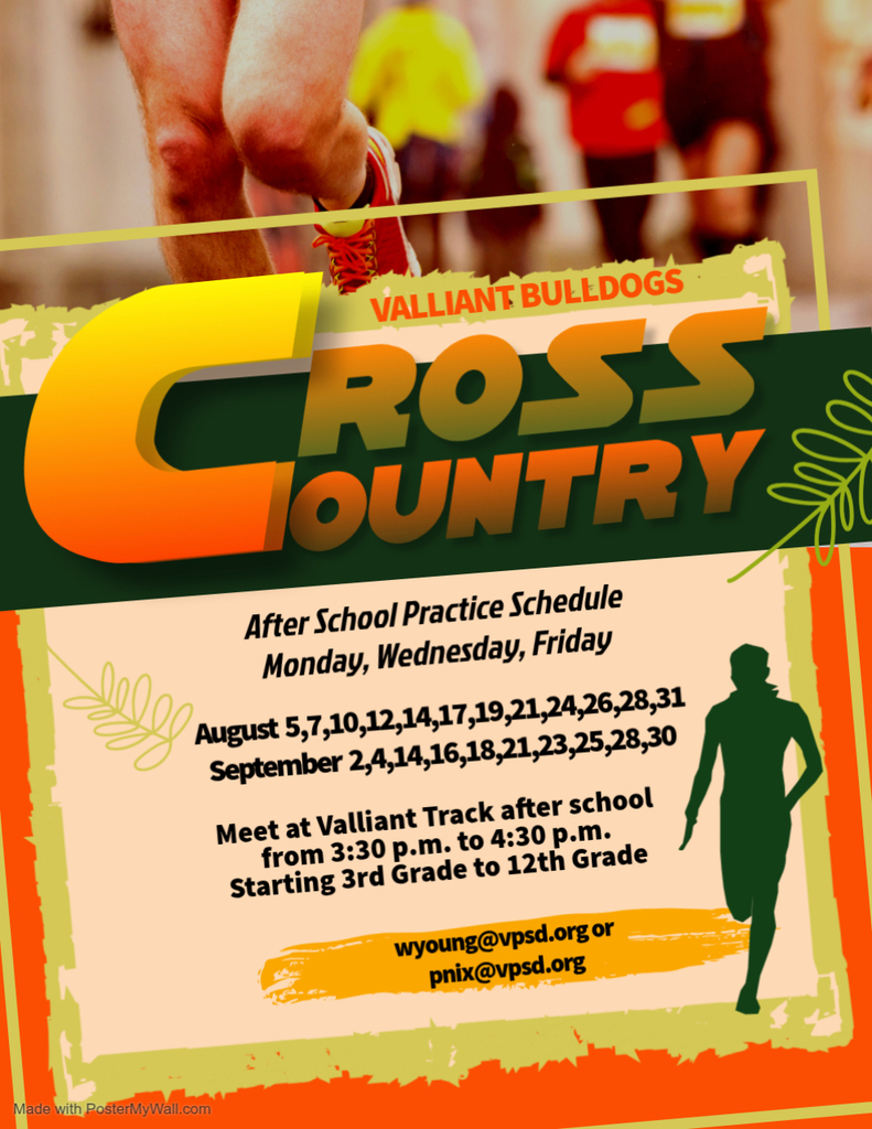 After School Practice Schedule for Cross Country