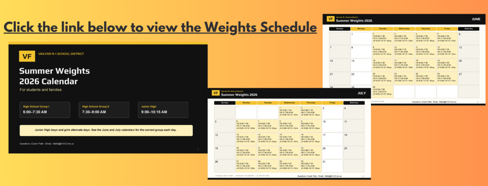 Summer Weights Schedule
