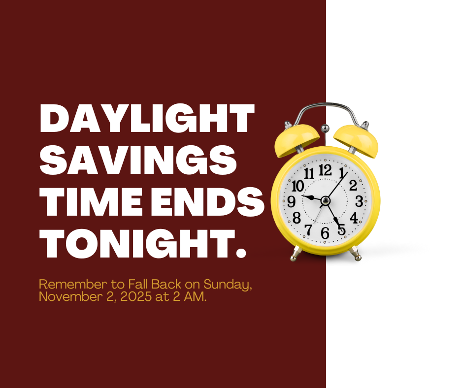 Daylight Saving Times Ends Tonight