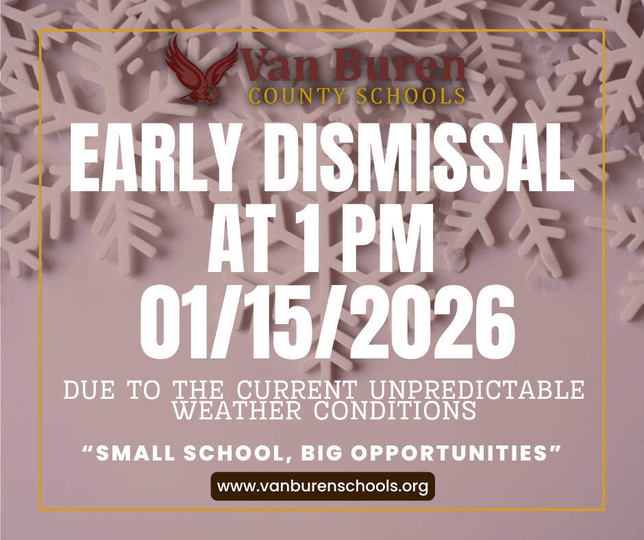early dismissal at 1 PM 01/15/2026 due to the current unpredictable weather conditions