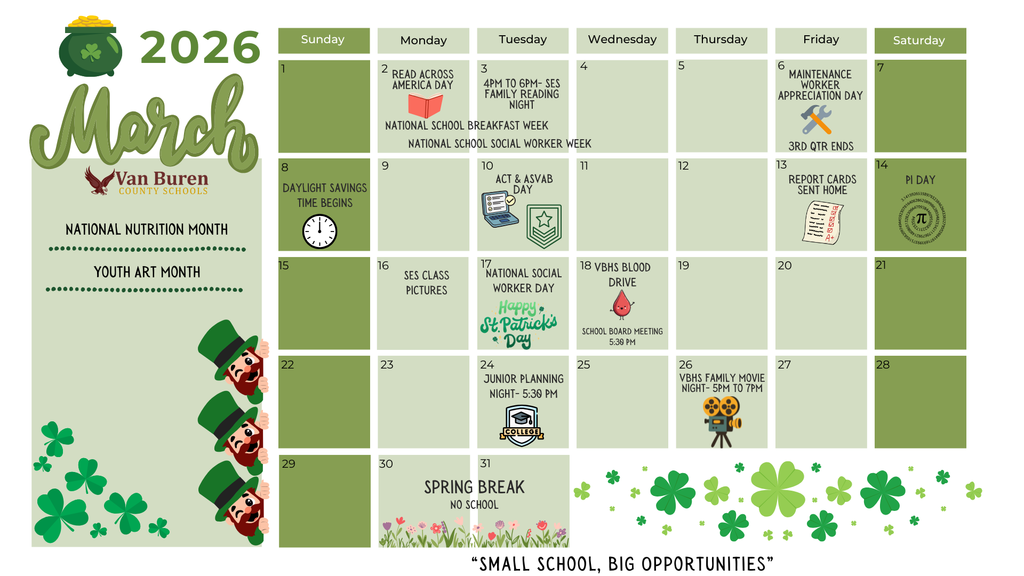 march events with a green background