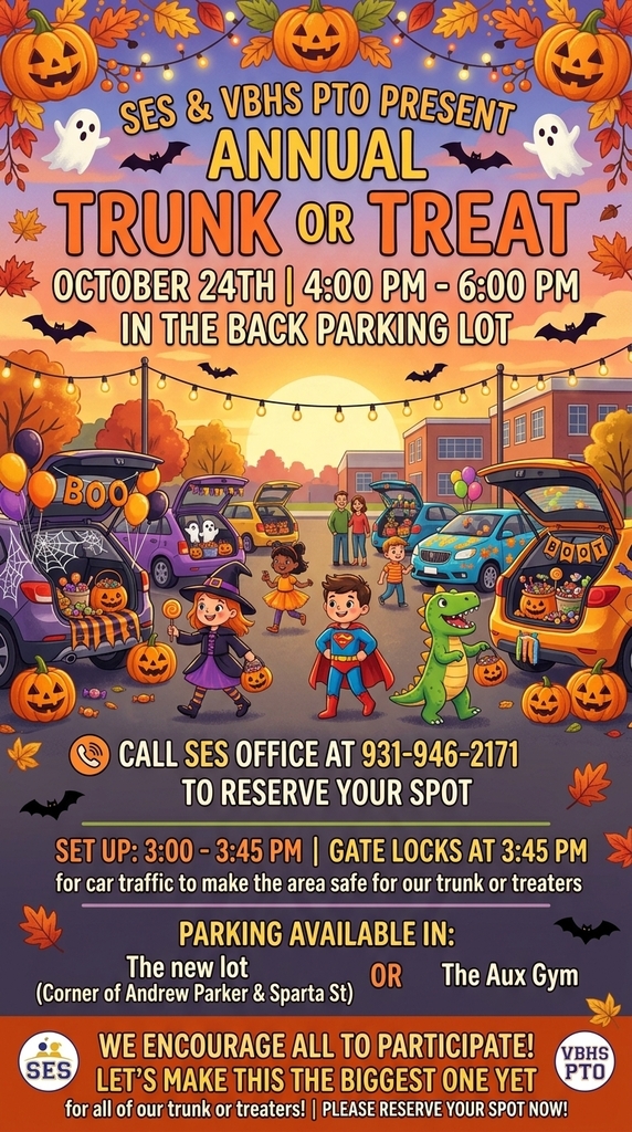 Trunk or Treat October 24th from 4-6 pm