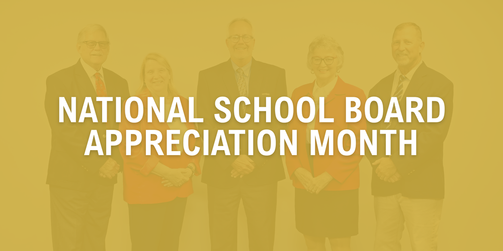 blurred out photo of VBISD board members- can't really make out too much because there's a yellow overlay on the photo with the text "National School Board Appreciation Month" over it
