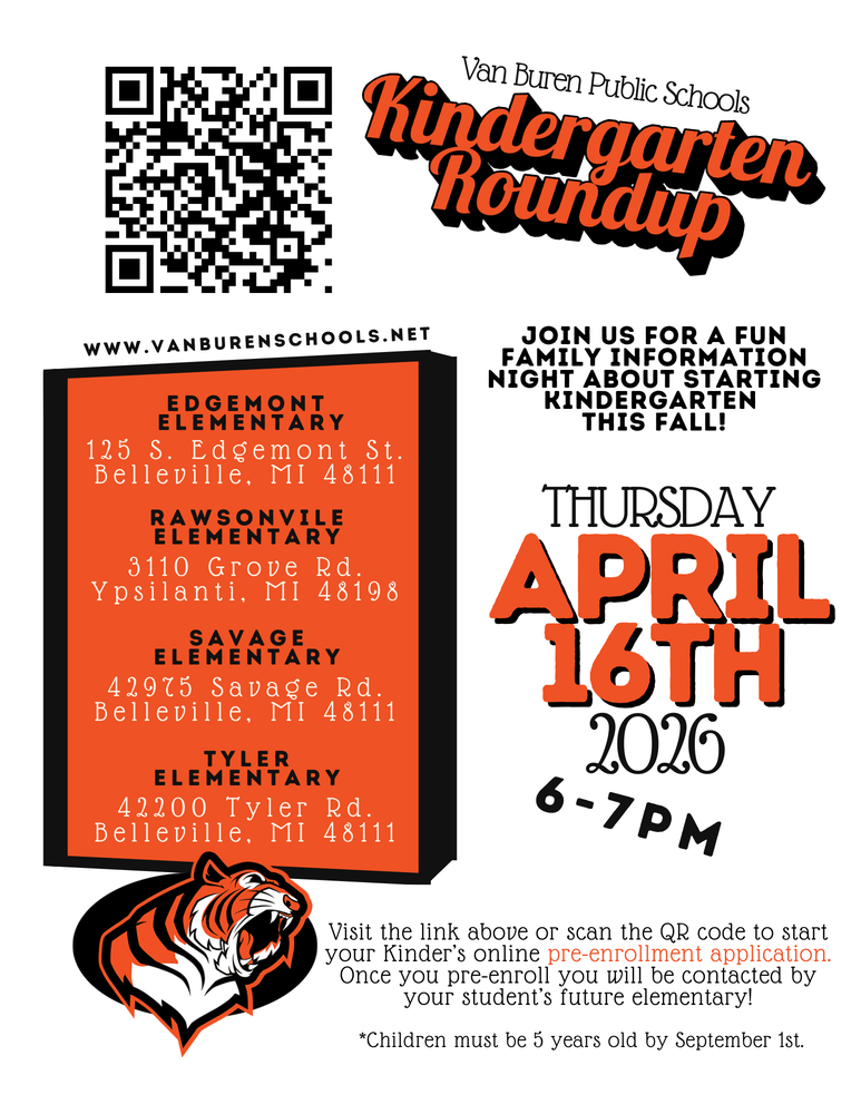 Kindergarten Round-up, April 16th - 6-7pm