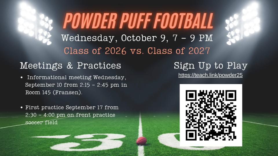 Informational post about powderpuff game