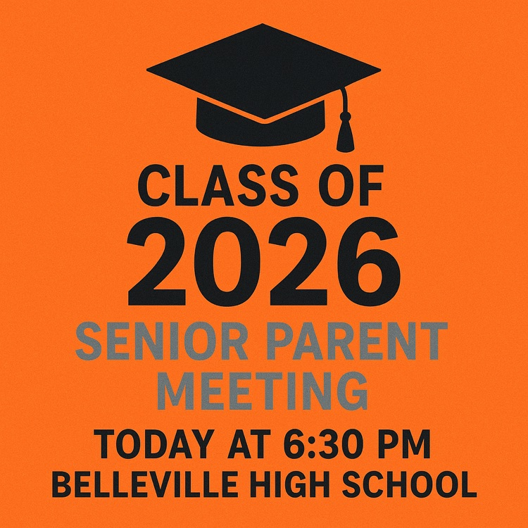 Image stating that the class of 2026 parent meeting is going to be held at 6:30 this evening at the high school school