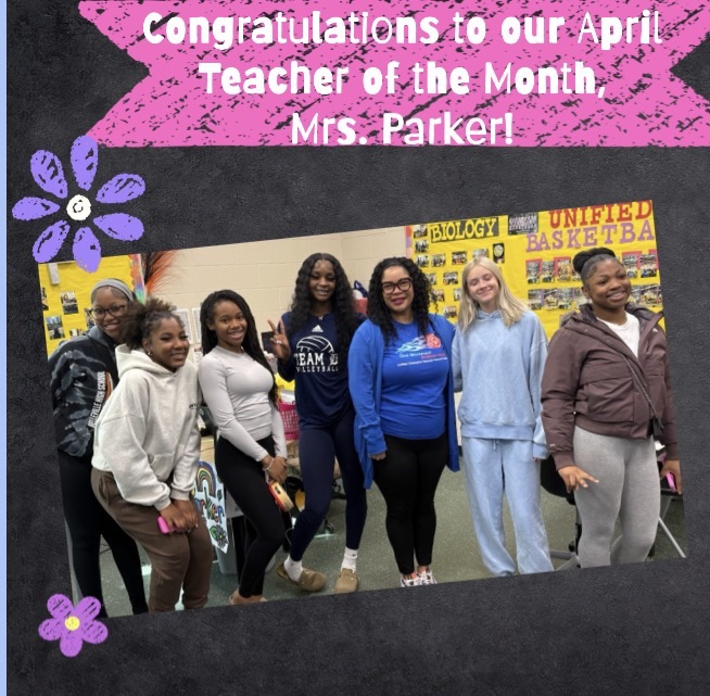 Teacher Cadets recognize Mrs. Parker as the teacher of the month!