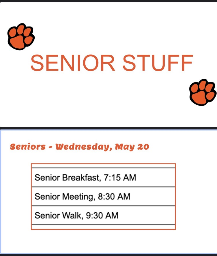 Last day for Seniors schedule 