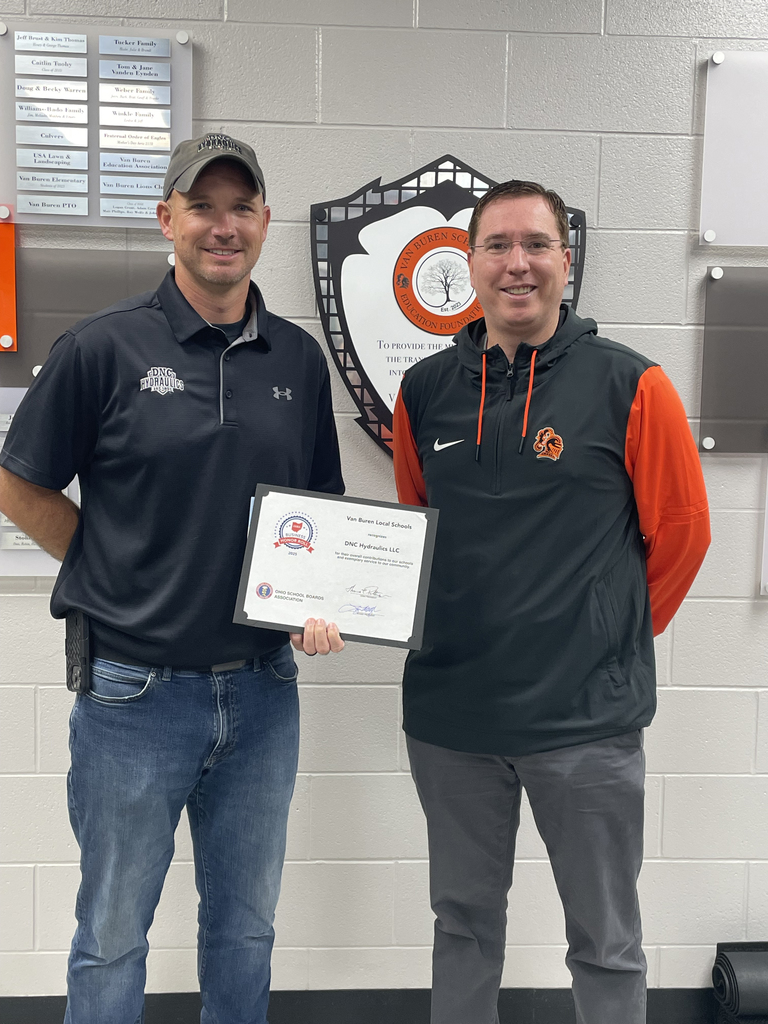 Cody Conaway receives OSBA award from Superintendent Dr. Jason Inkrott