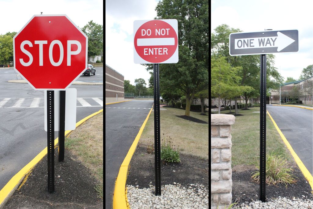 New regulatory signage between the high school and elementary