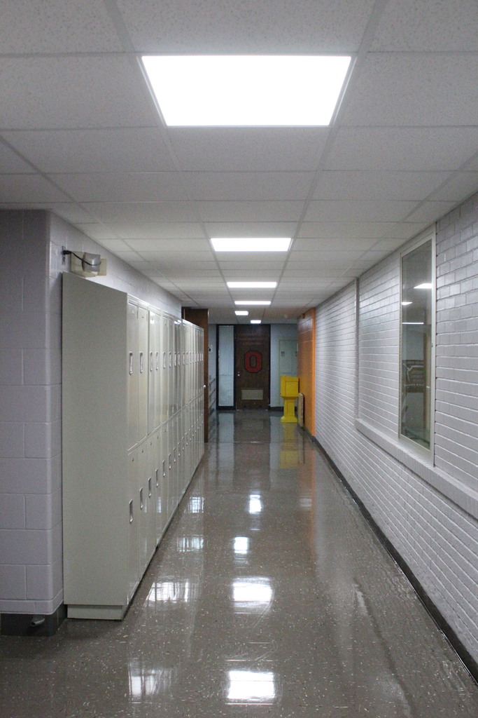 Updated lighting in math hallway