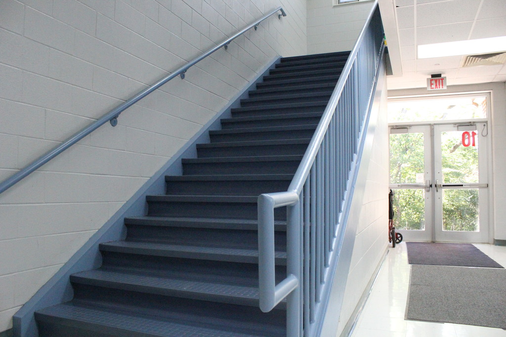 Freshly painted handrails in the elementary