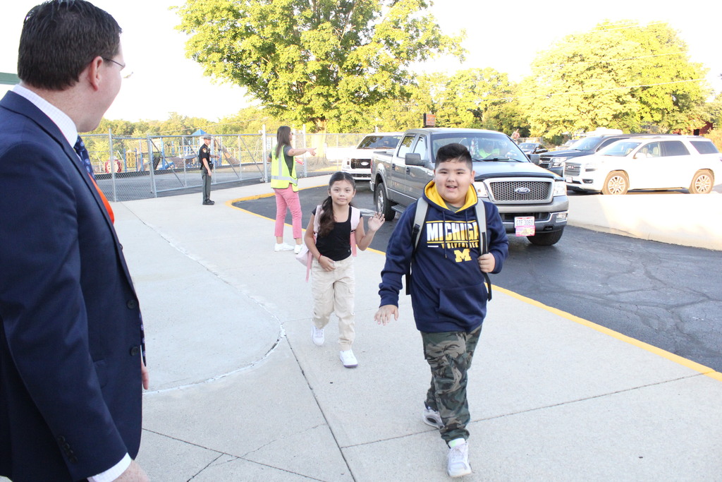 First  Day - Greeting students as they dropped off