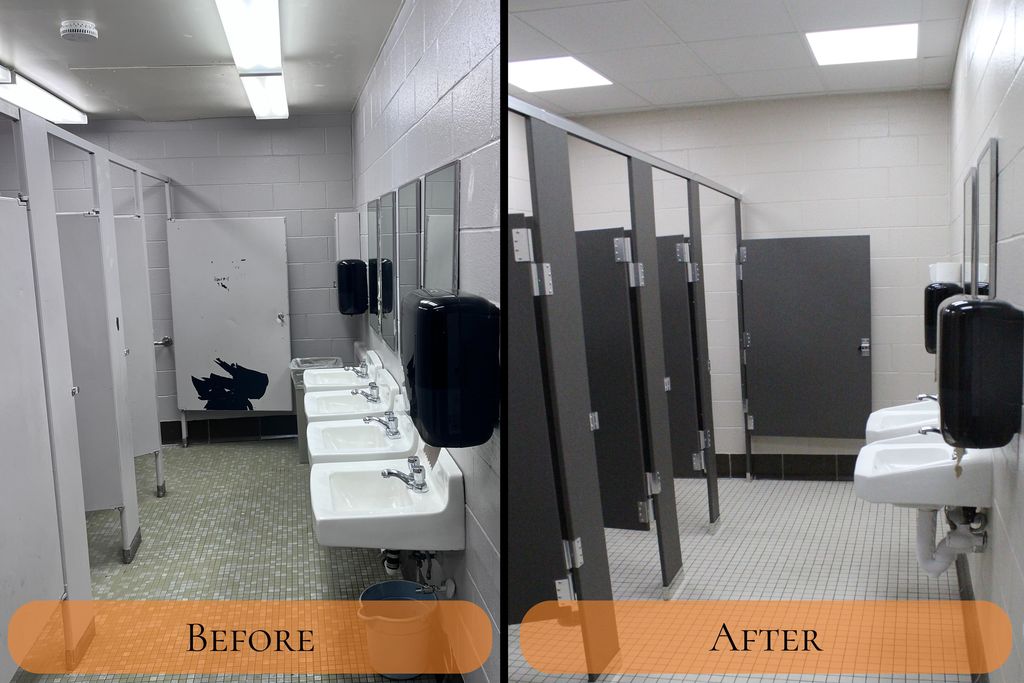 Gym/Cafeteria Girls' Restroom Before and After