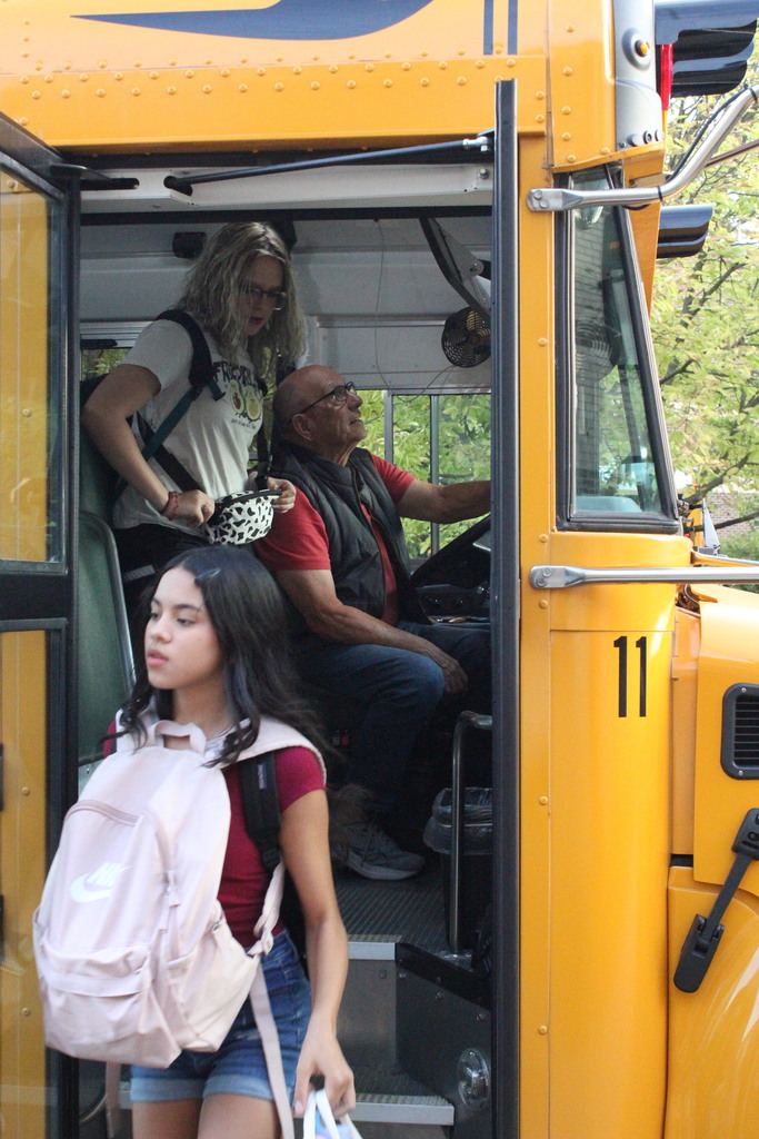 Ben Kisseberth drops off students after his morning route.