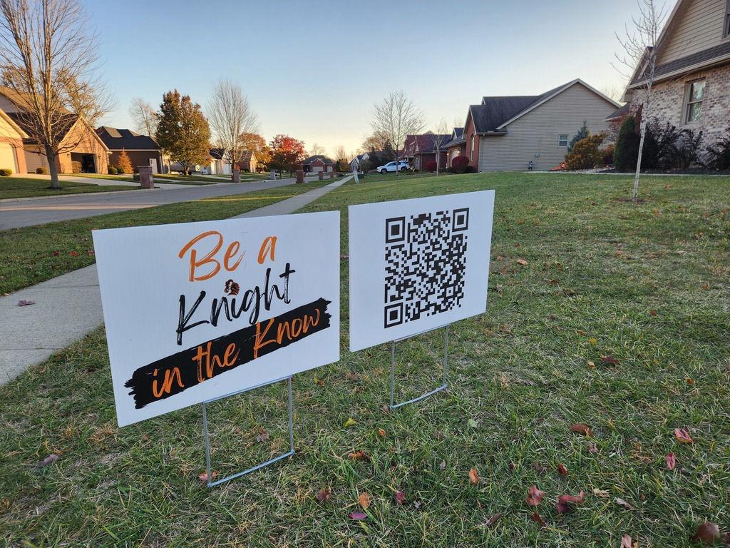 Knights in the Know Sign at the corner of  Nicklaus and Stonehedge Drive.