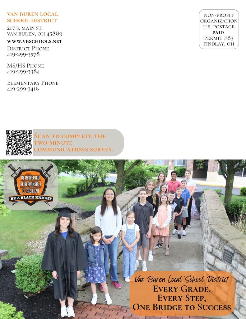 The back cover of the 2024-2025 Van Buren Local School District Quality Profile.