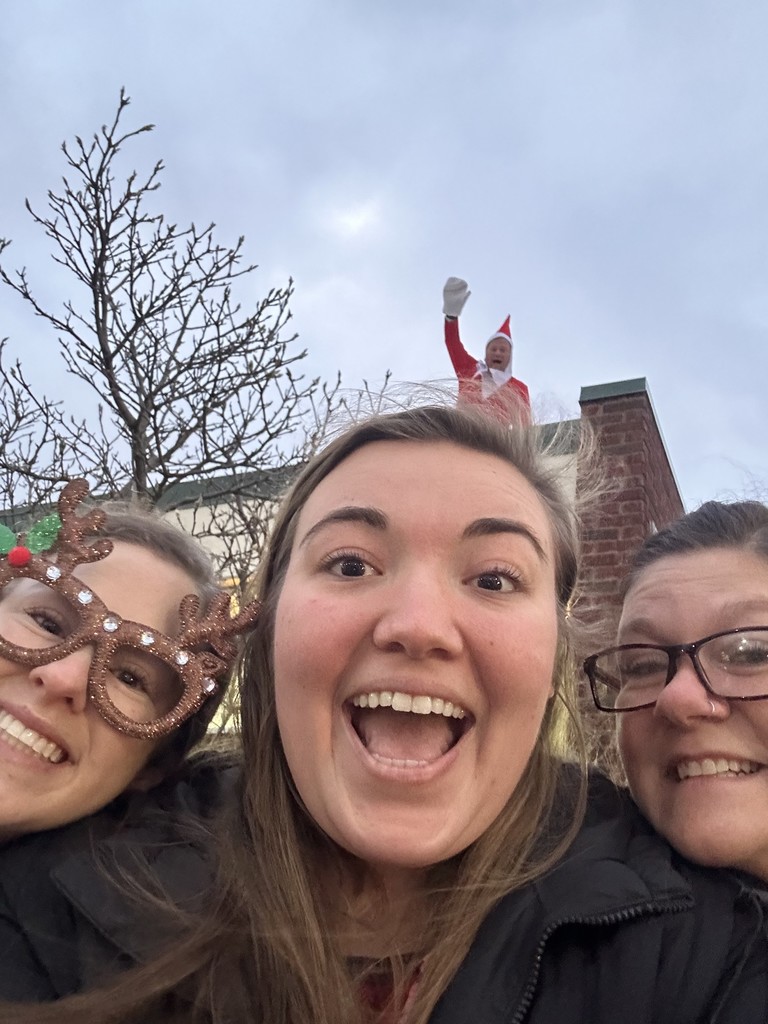 An elf (Mr. Newcomer) made a surprise appearance on the elementary roof.