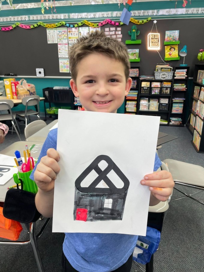 A student incorporated his numbers into the roof of a house.