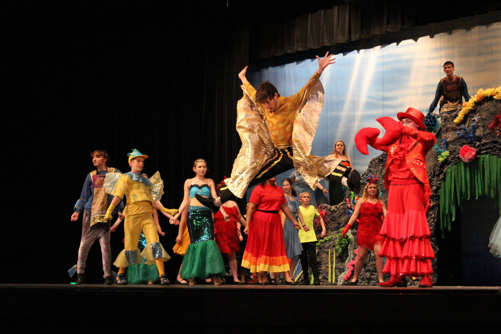 Tyler, playing a blowfish among the other sea creatures including Sebastian (Dean), jumps when introduced to the audience. Tyler also plays Chef Louis in the production.