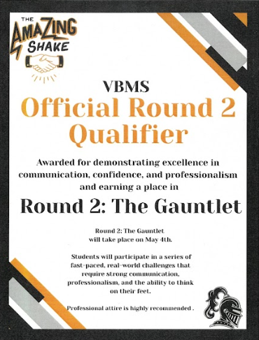 Each student who advanced received this invitation to participate in the second round, "The Gauntlet."