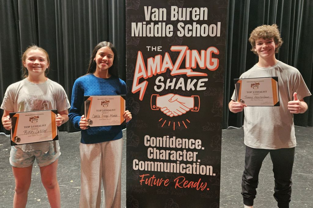 The three students who advanced to the finals of The Amazing Shake competition.