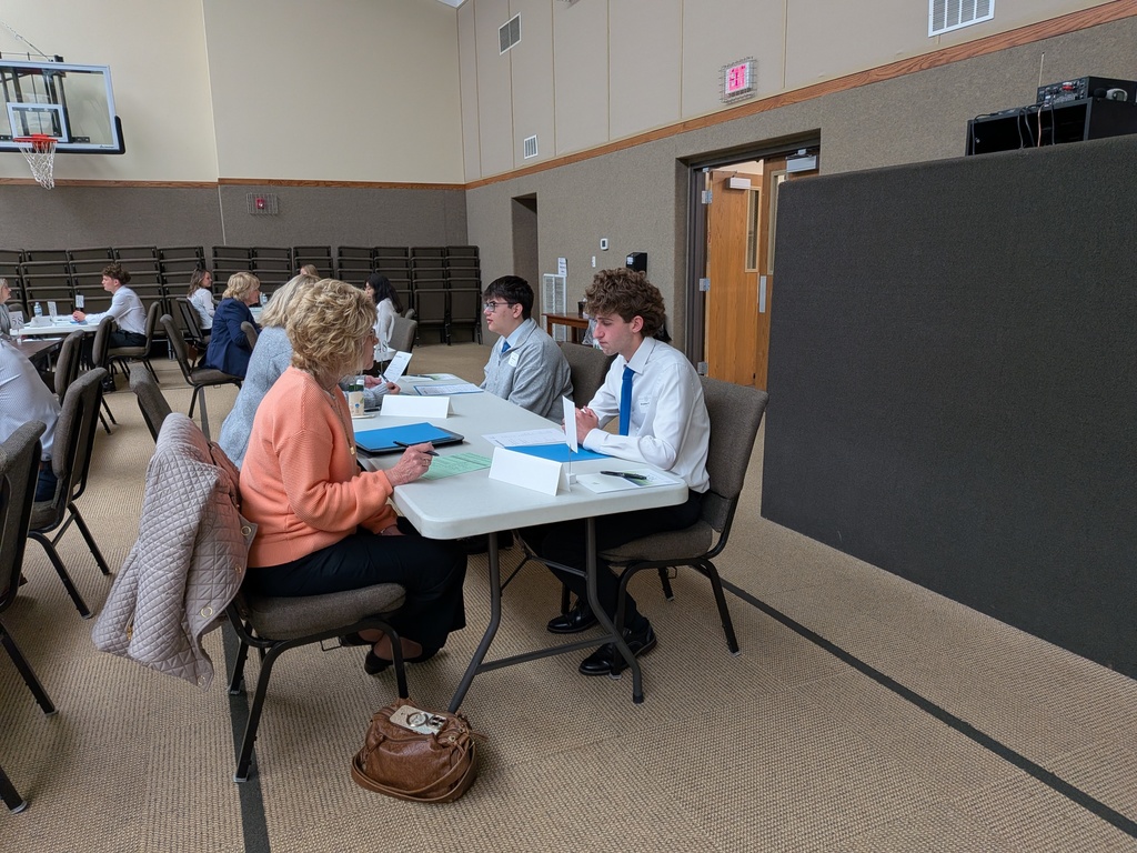 Students interview during the Hancock County Junior Mock Interview Day.