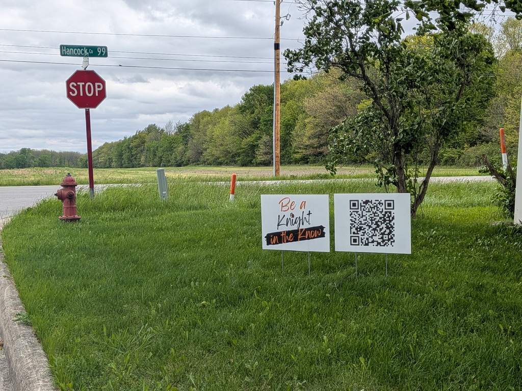 Knights in the Know sign on Forest Trail Drive.