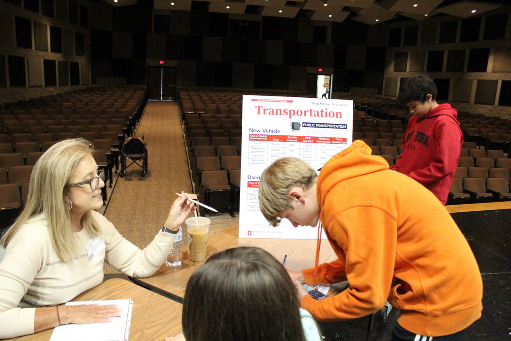A student decides what type of transportation the budget allows.