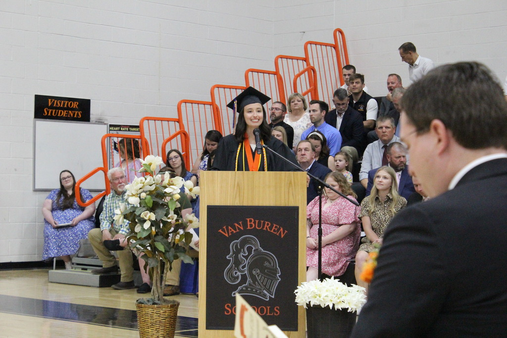 Senior class president Sadie Thorla-Lopez spoke during the ceremony.