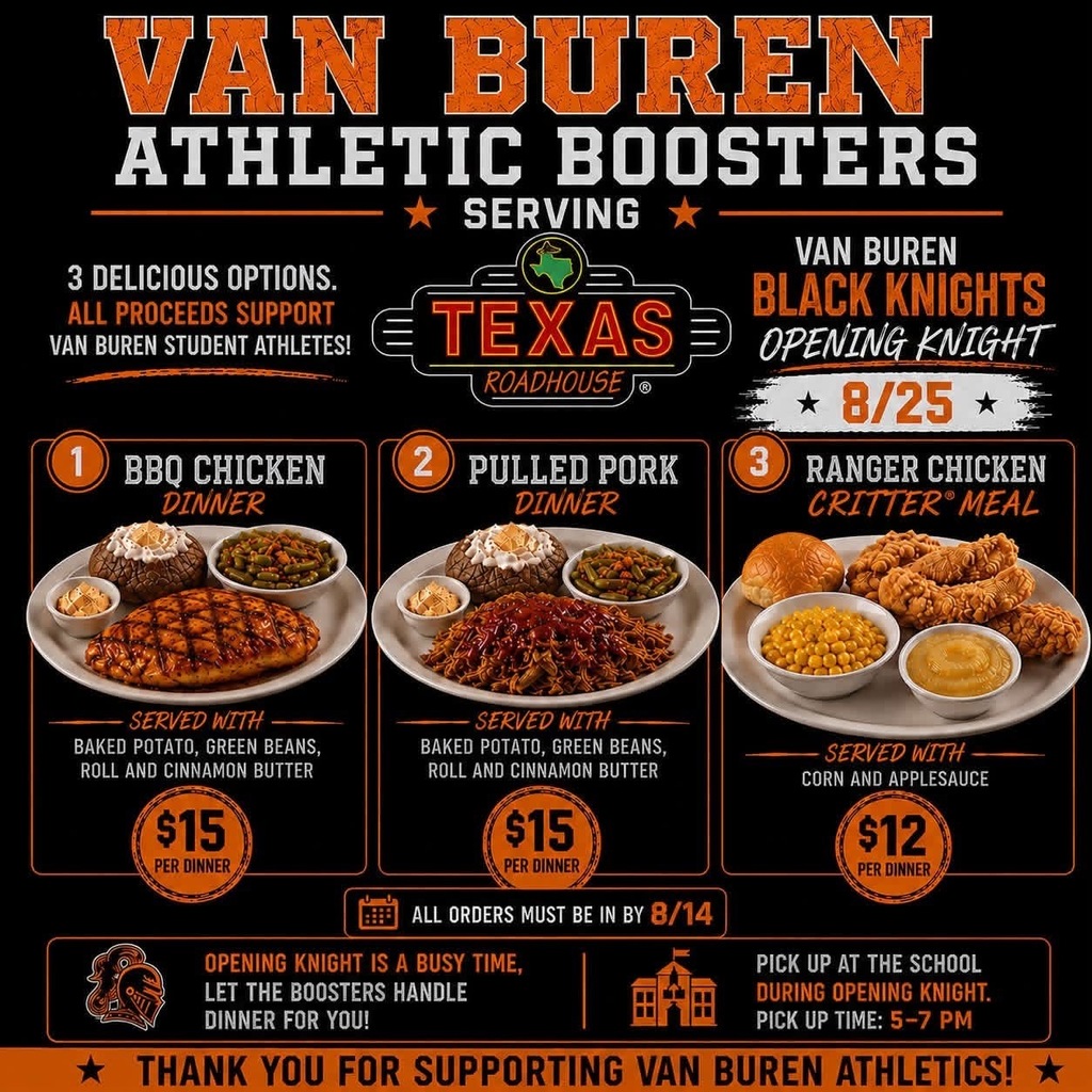 Athletic Booster Texas Roadhouse Dinner Flyer