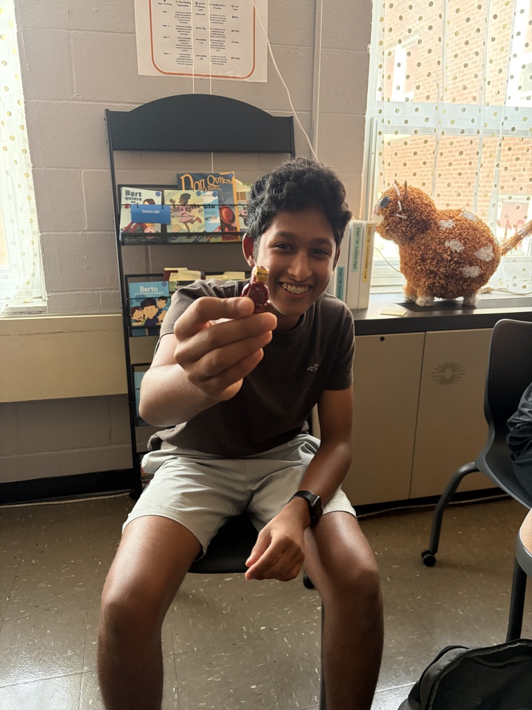 A picture of a CCP Spanish III student posing with his Lego figurine.