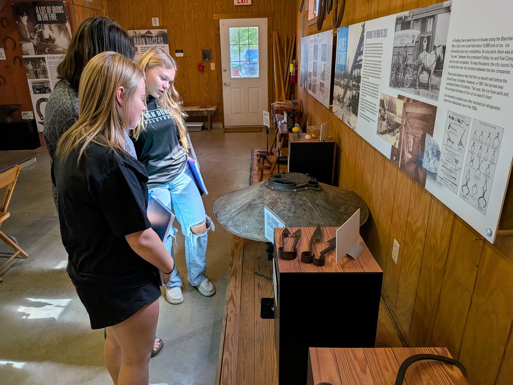Students look at some of the innovations in agriculture that could be part of their Ohio History Day projects.