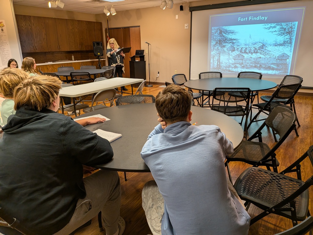 Students participate in the portion of the visit that involved the history of Hancock County.
