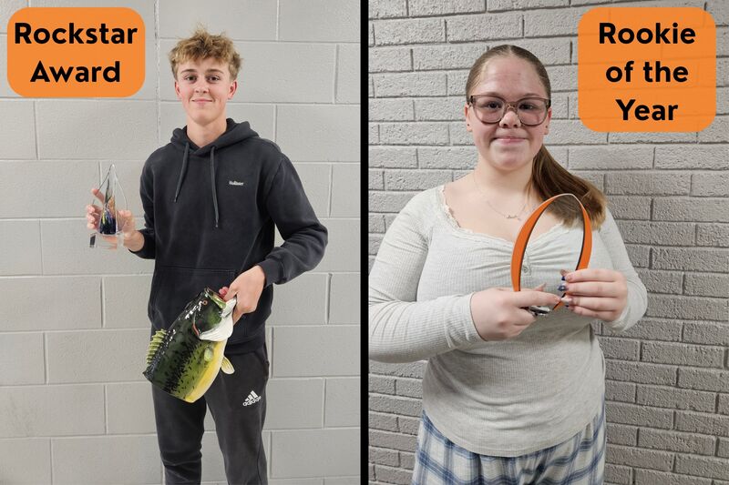 Travis Carey, Rockstar Award winner, and Lillian Lewandowski, Rookie of the Year winner