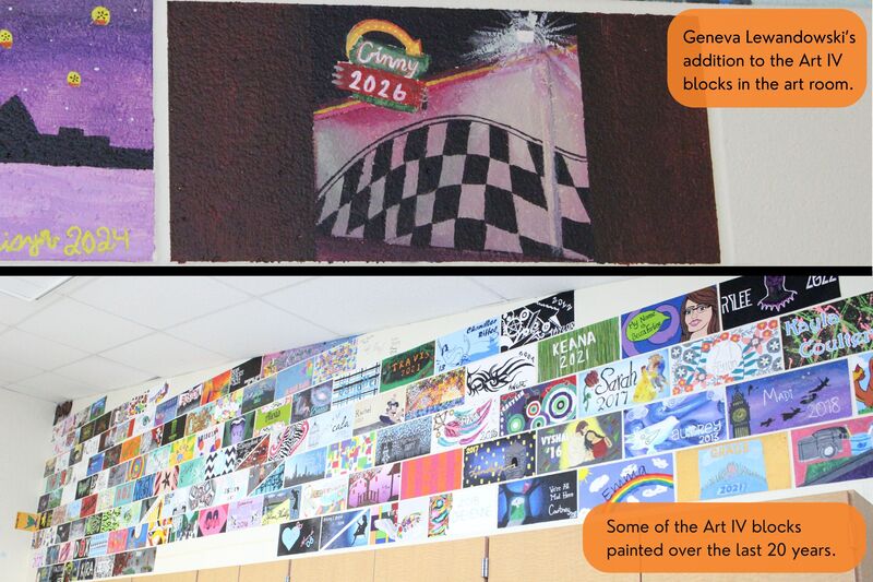Geneva Lewandowski added her brick to the Art IV wall in the art room this year.