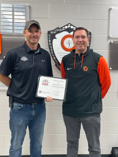 Cody Conaway receives OSBA award from Superintendent Dr. Jason Inkrott