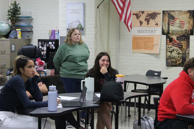 Ms. Chelsea Burden talks through a portion of the U.S. Constitution with her CCP Government students