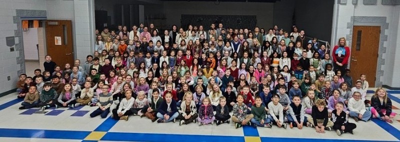 Elementary students participate in World Kindness/Mr. Rogers Cardigan Day.