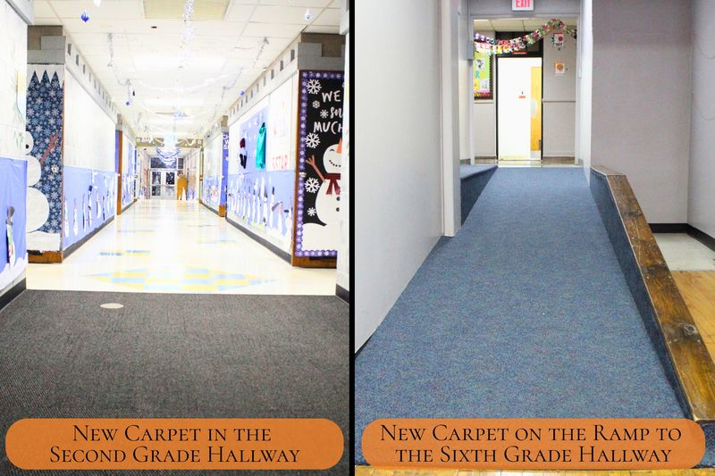These images show the carpet improvements in both the elementary and middle school.