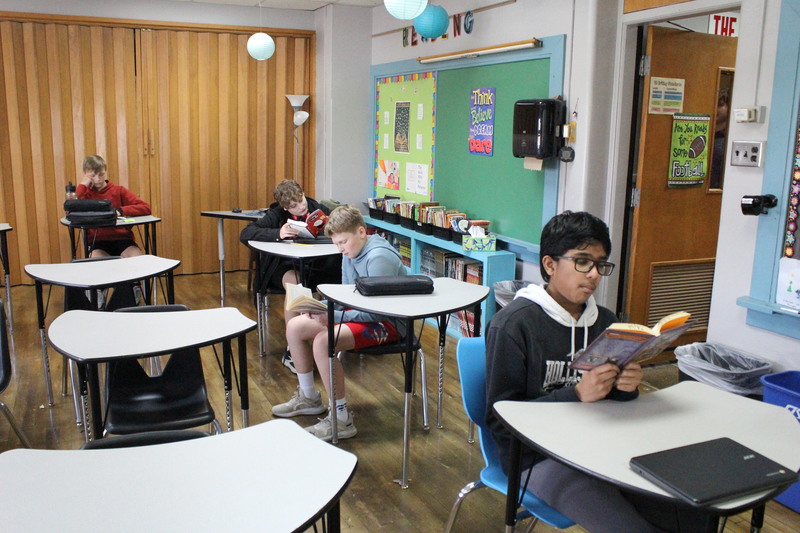 Students read in Mrs. Dishong's classroom reading. 