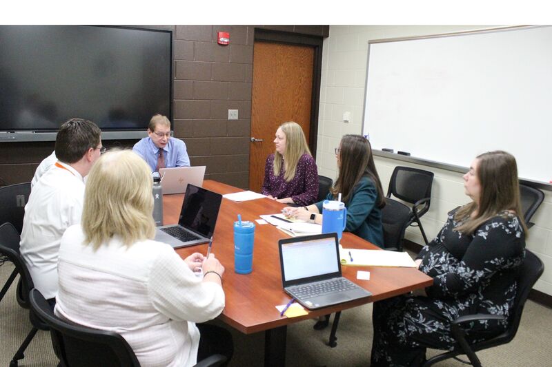 The treasurer's office staff and Dr. Inkrott meet with representatives of Ohio Auditor of State Keith Faber to discus the audit findings.