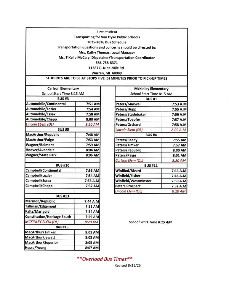 Bus Schedule