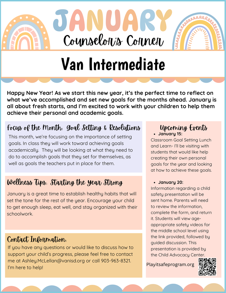 JANUARY counselors corner