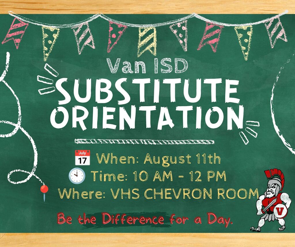 chalkboard with details of substitute meeting