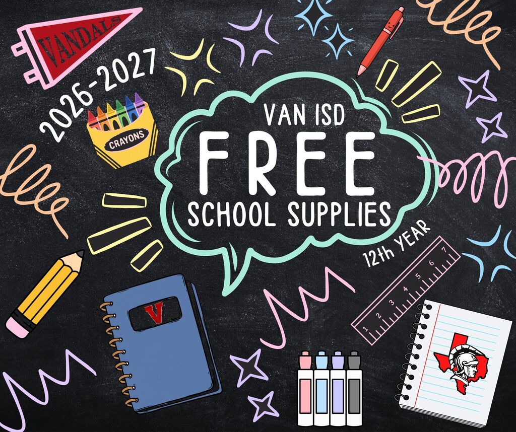 Van ISD free school supplies 12th year 