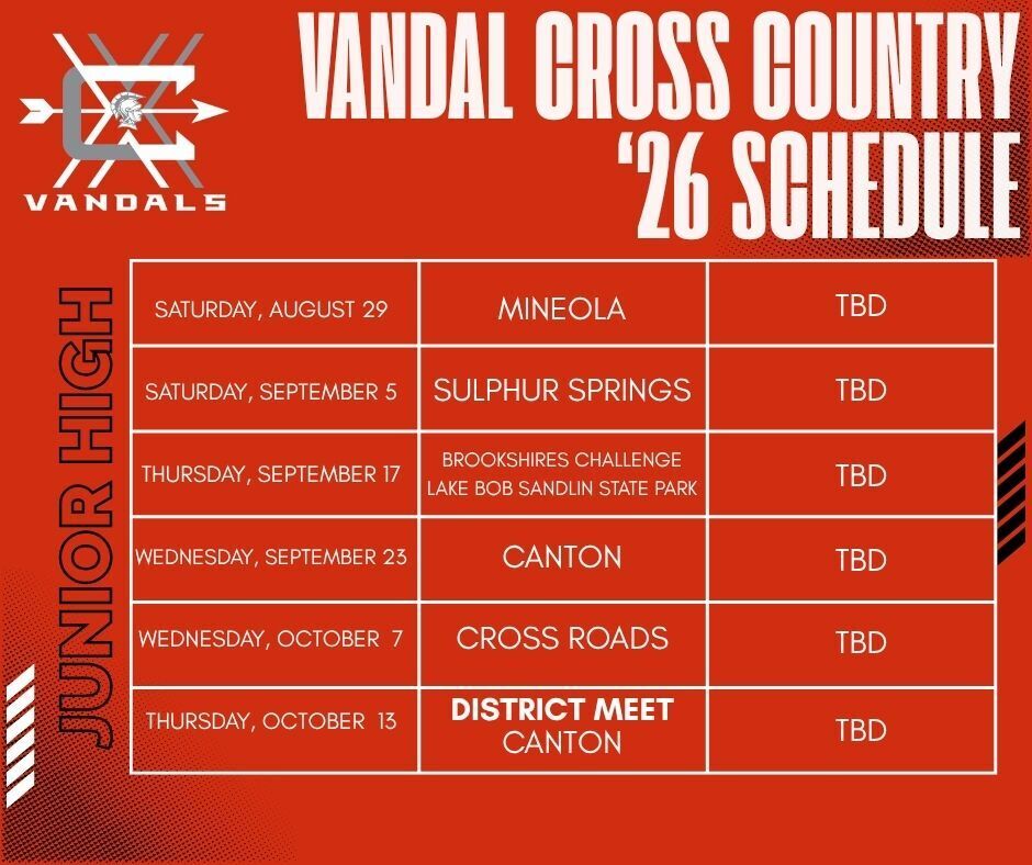 Vandal Cross Country '26 schedule