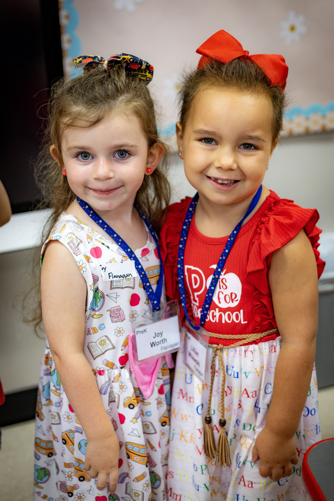two pre-k students on the first day of school